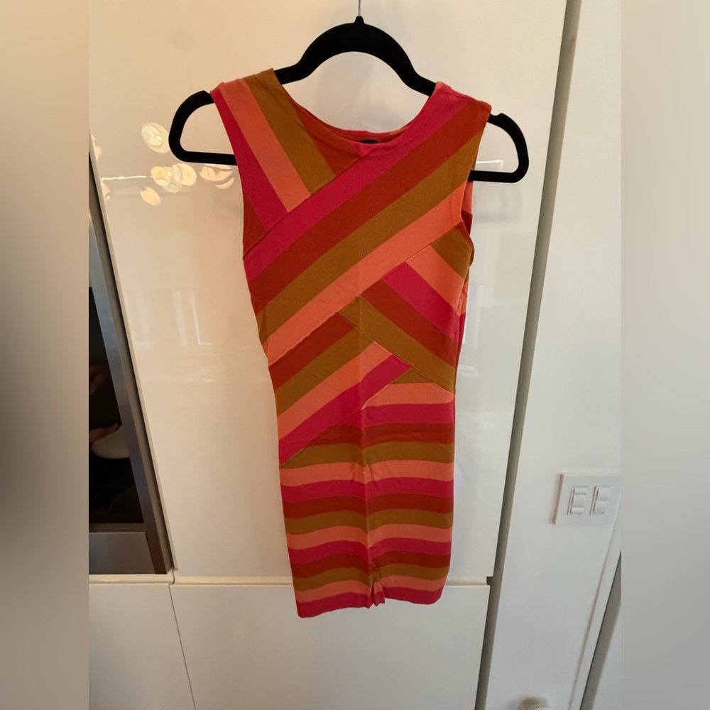 Ted Baker Pink and Orange Striped Mini Dress